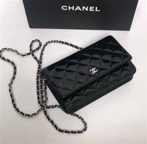 chanel patent leather wallet on a chain|chanel patent leather shoulder bag.